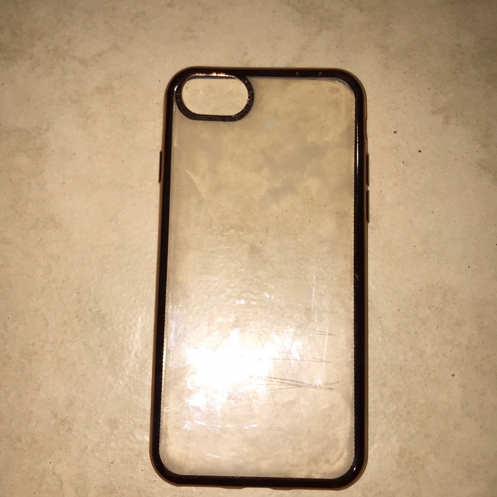 A clear case with gold lining